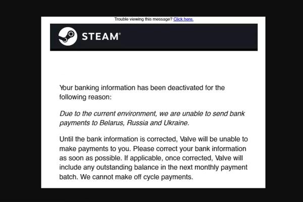 Steam прекратил выплаты игровым разработчикам из России, Украины и Беларуси 